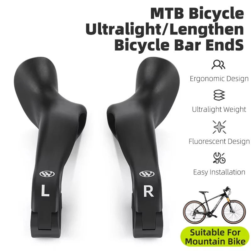 WEST BIKING Adjustable Fluorescent Bicycle Extended Handlebar Lightweight Mountain Bike Bar Ends Deputy Handle