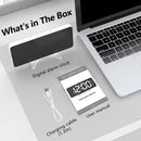 Smart LED Mirror Digital Clock Alarm Clock LED Digital Clock Auto Dimming Mirror Rechargeable Digital Clock for Bedrooms 4 Level Brightness&2 Level Volume