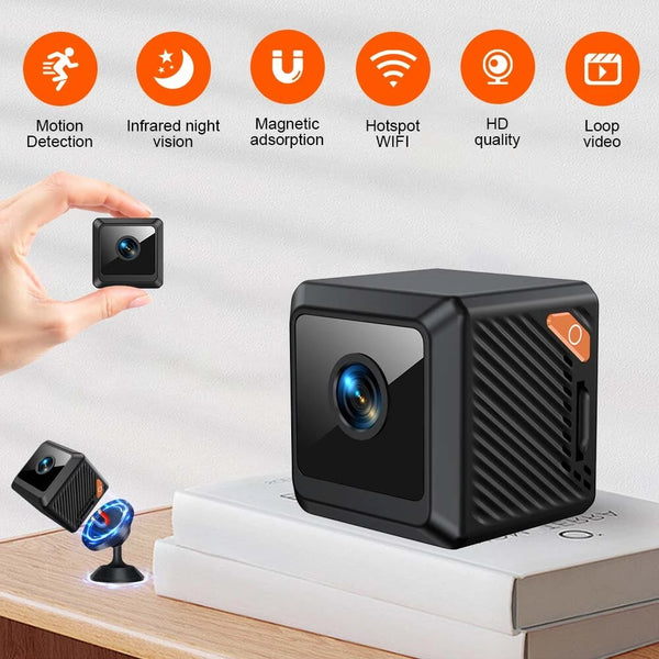W02 1080p HD Smart Camera Infrared Night Vision Wireless WiFi Camera 140 Wide Angle Motion Detection Magnetic Mount Type-C Charging Mini Cameras