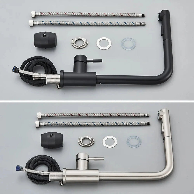 304 Stainless Steel Pull-out Faucet with 2 Modes Pull Out Kitchen Sink Faucet Stainless Steel Hot Cold Water Mixer Tap Spray Nozzle Flexible