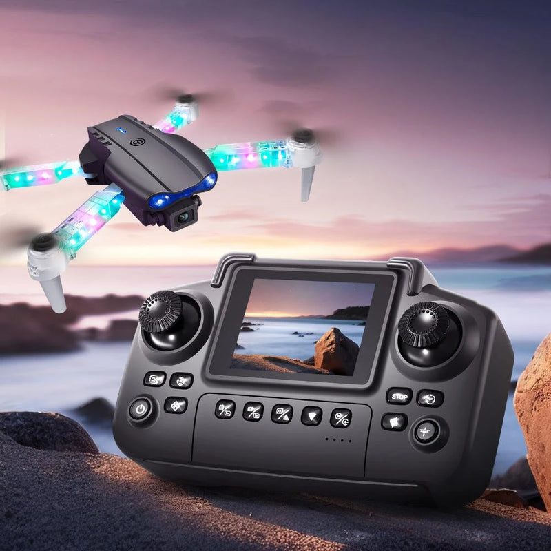 YLR/C E99 / E99D WiFi FPV with LCD Screen Controller HD Dual Camera Lighting Arms Optical Flow Positioning Colorful LED Light Foldable RC Drone Quadcopter RTF