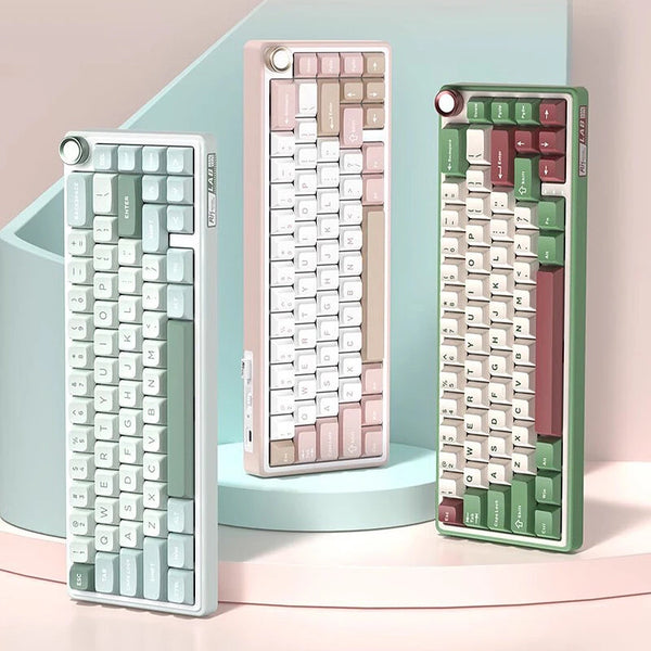 RK RKR65 Tri-mode Mechanical Gaming Keyboard with Knob Hot Swappable Gasket Structure 66 keys RGB Yanyu Switch 65% Layout Customized Keyboards