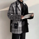 INCERUN Mens Plaid Patchwork Long Sleeve Blazer Two-tone Stylish Casual Suit Outwear for Spring Fall