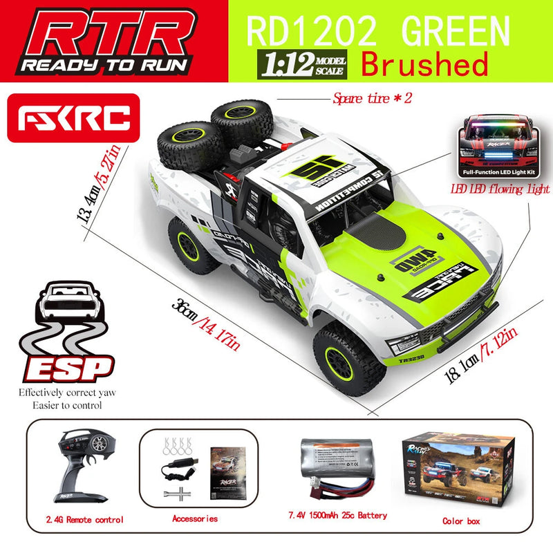 HB Toys RD1201/02/03 RTR 1/12 2.4G 4WD 30km/h RC Car Rock Crawler ESP Gyro Off-Road Short Course Desert Truck Full Proportional LED Light Vehicles Models Toys