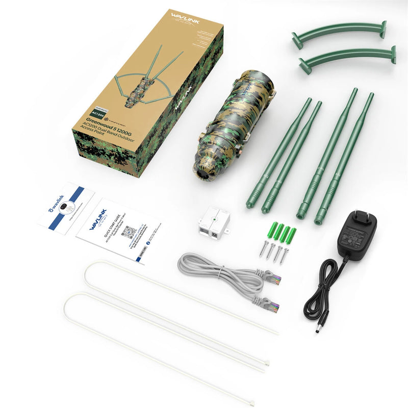 WAVLINK AC1200 High Power WiFi Outdoor Router Dual Band PoE Long Range Signal Booster 2.4G/5G WiFi Extender with 4 Antennas