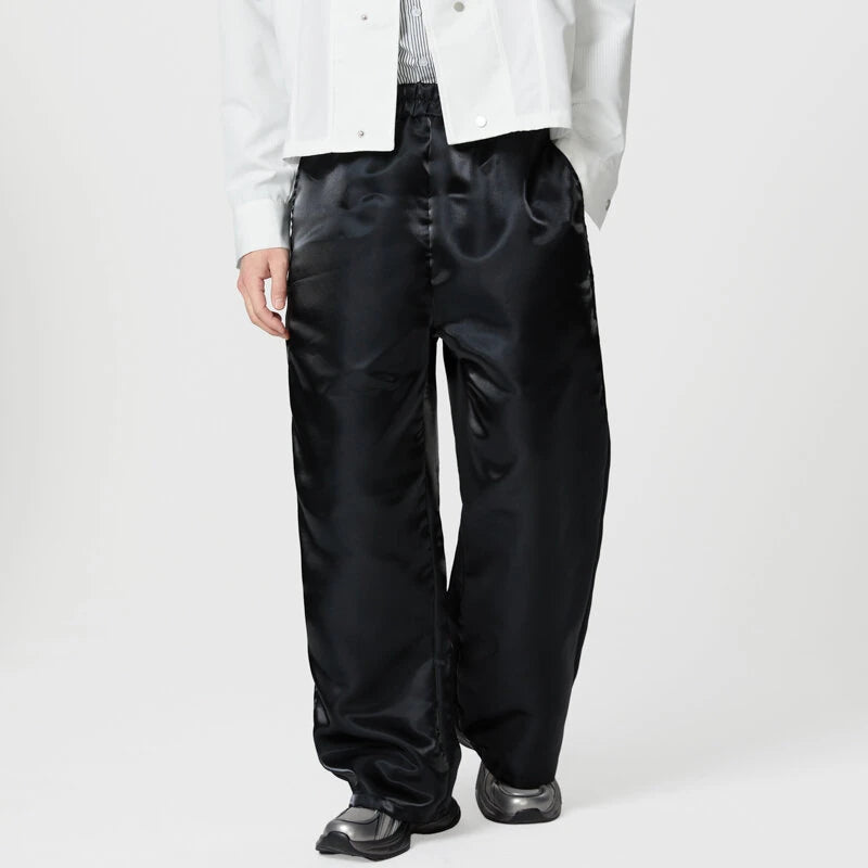 INCERUN Mens Sparkle Solid Color Long Pant Fashion Elastic Waist Trousers for Men