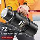 2.5L Vacuum Thermos Water Bottle 316 Stainless Steel Large Capacity Keep Warm Outdoor Travel Hiking Camping Traveling