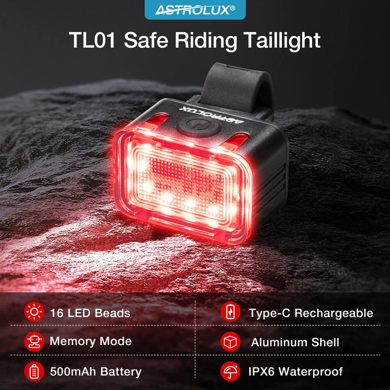 Astrolux BC2 Double 800LM LED Bright Bike Light 2600mAh Battery IP64 Waterproof 5 Light Modes Type-C Rechargeable Bicycle Front Light Flashlight