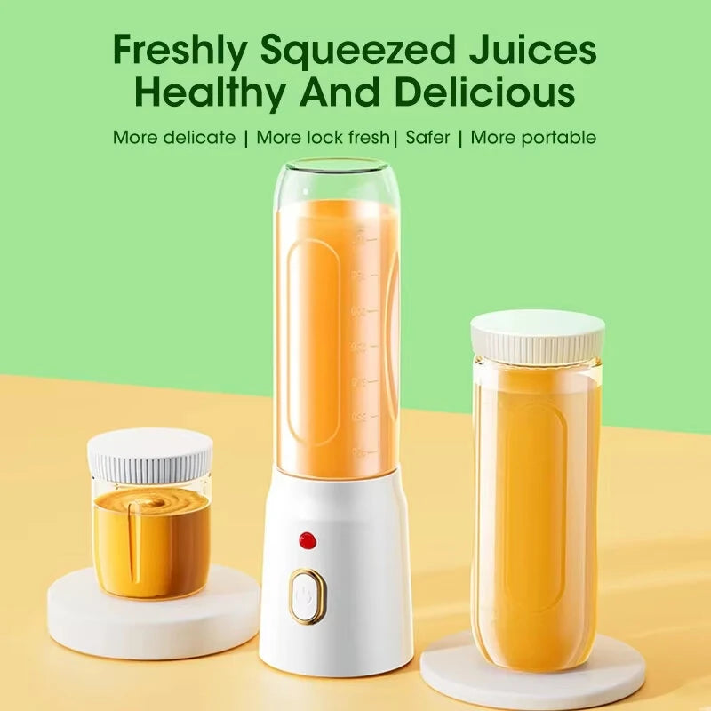 Electric Juicer Cup with 2 Cups Portable Juicer Mixer 10 Blade Usb Charge Fresh Fruit Juice Personal Blender Smoothie For Travel