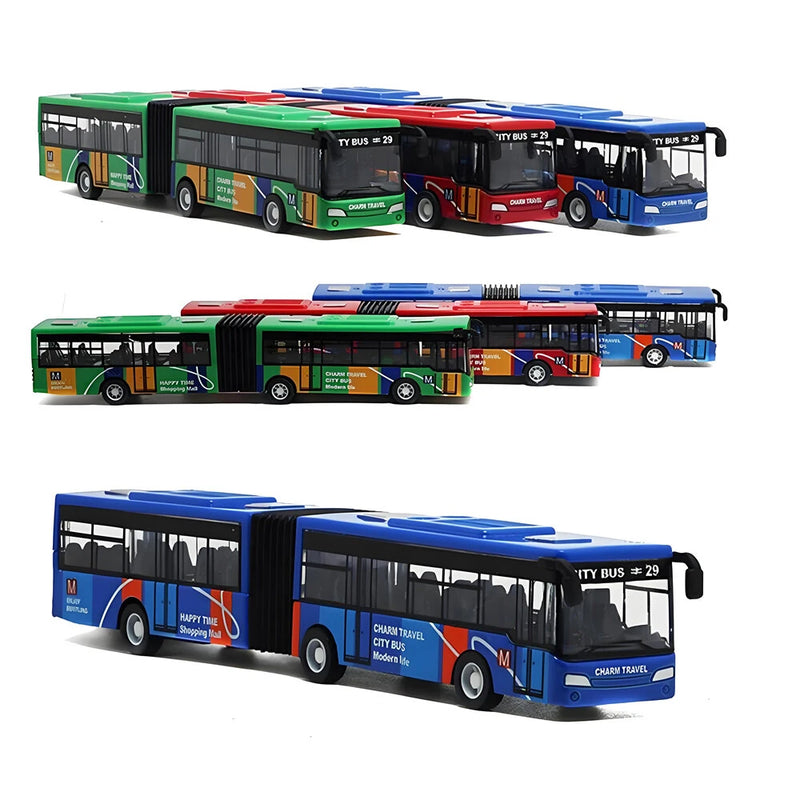 Simulation Alloy Double Section Bus Model Pull Back Vehicles Toys Funny Car Kids Children Gifts