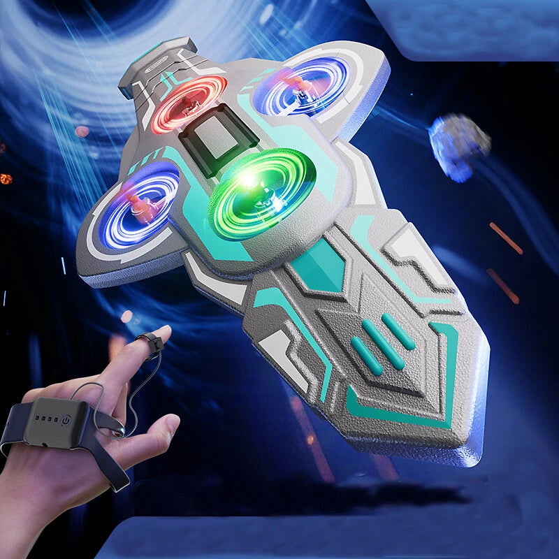 ZF72 2.4G Flying Sword EVA Foam Gesture Voice Controlled Dual Remote Control 360 Flip Roll Turbofans Motors 4CH LED RC Toy Gift Drone Airplane Quadcopter Stunt Glider RTF