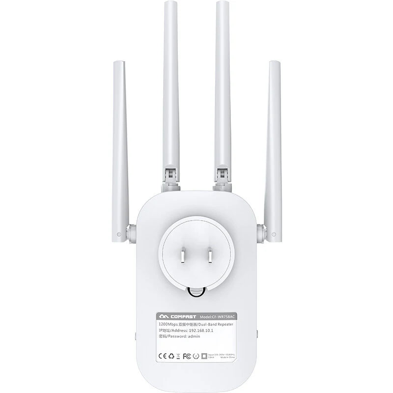 COMFAST CF-WR758AC 2.4G/5G Wireless WiFi Range Extender 1200Mbps Dual Band Repeater WiFi Booster with 4 Ethernet Antennas