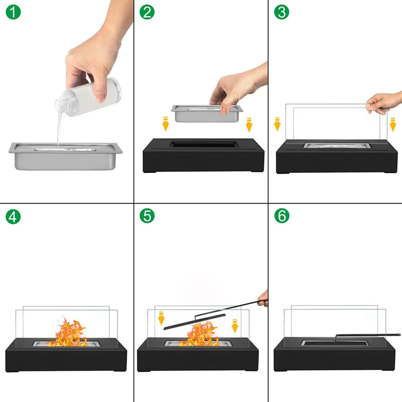 Rectangular Desktop Alcohol Fireplace Outdoor Portable Real Fire Fireplace Lamp Heater Modern Decorative Atmosphere Lamp