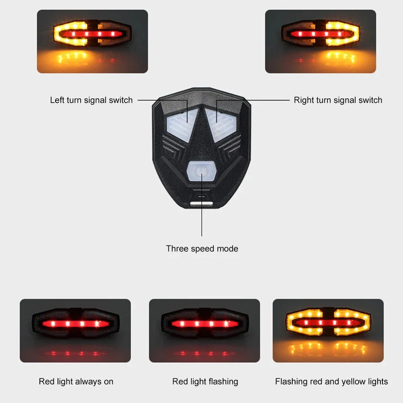 BENGGUO Bike Taillight 5 Light Modes USB-C Rechargeable Waterproof Wear-resistant Bicycle Rear Light with Remote Control for Night Cycling