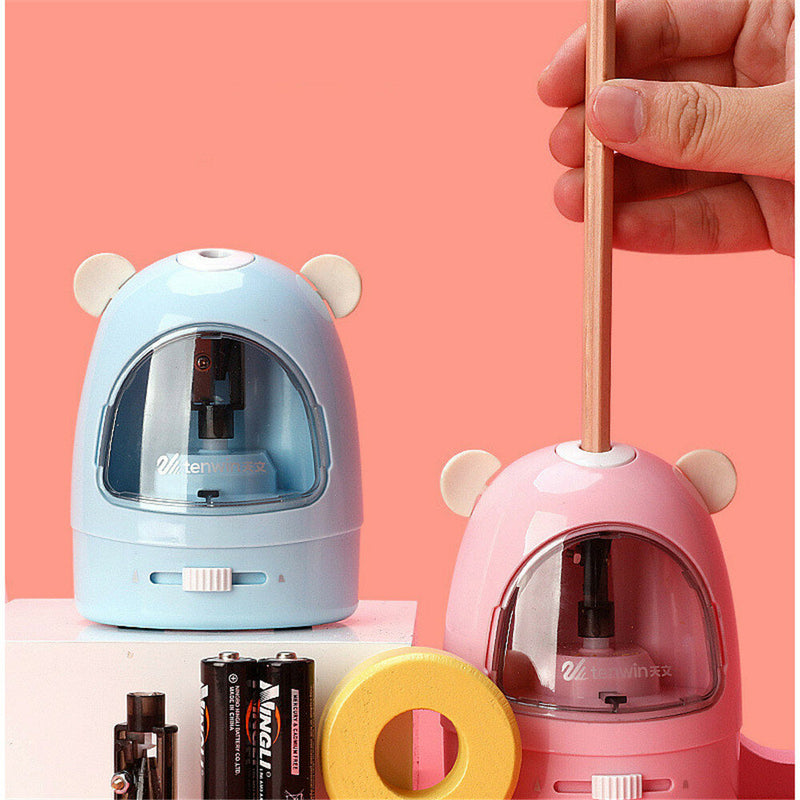 Tenwin 8087 3pcs/set Electric Pencil Sharpener Stationery Set Mini Vacuum Cleaner Electric Eraser Cartoon Kids Learning Kit Box Boy Girls