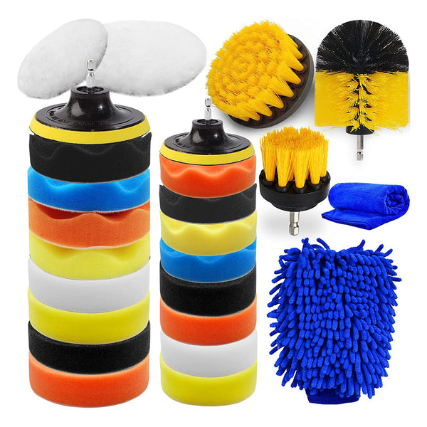 25PCS Car Care Clearning Tool Set Electric Drill Brushes Car  Wheel Tire  and Gap Cleaning Drill Polishing Pad Drill Brush Kit