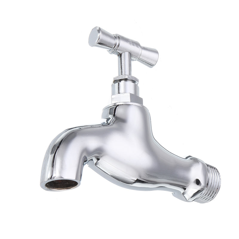 TMOK DN15 1/2'' Brass Chrome Tap Water Nozzle Single Control Faucet Bathroom Balcony Tap Thread Connection w/ Switch