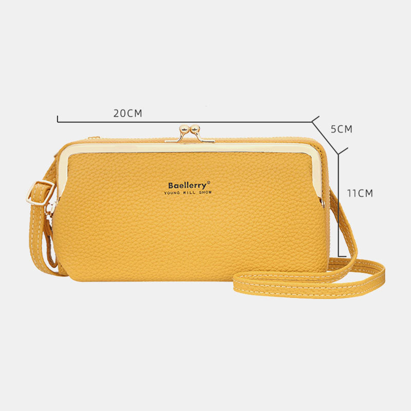 Women 8 Card Slots 6.5 Inch Phone Holder Solid Phone Bag Wallet