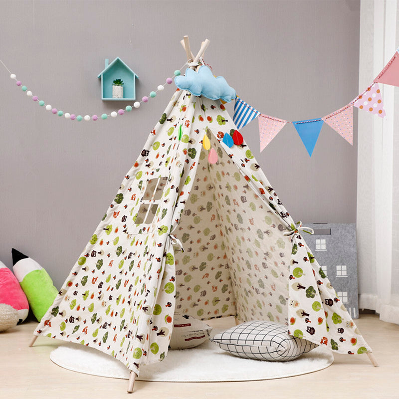 160cm Large Teepee Tent Kids Cotton Canvas Pretend Play House Boy Girls Wigwam Gift