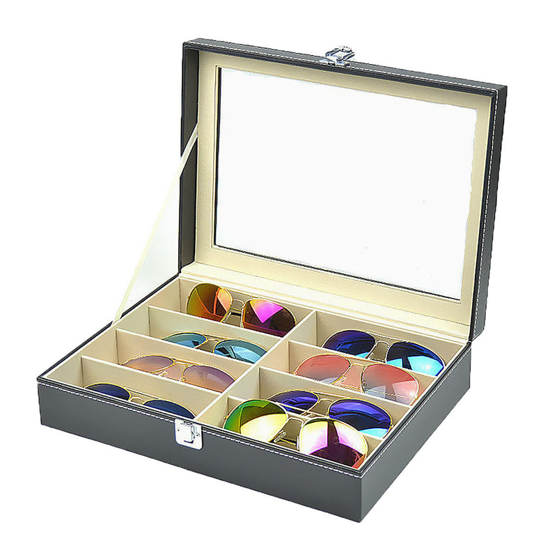8 Grid Eye Glasses Case Eyewear Sunglasses Display Box Storage Holder Organizer