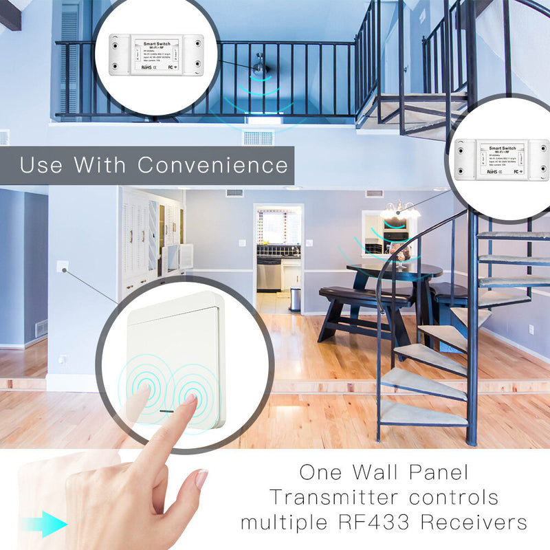 Mouehouse RF433 + WiFi DIY Smart Switch Module RF433 Remote Control for Smart Automation Smart Life/Tuya Work with Alexa and Google Home