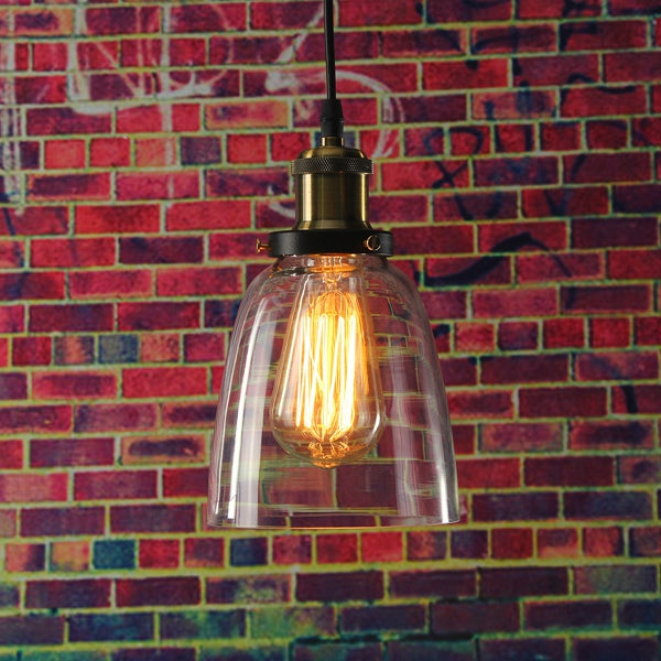 Vintage Industrial Retro Loft Glass E27 Ceiling Lampshade Pendant Light