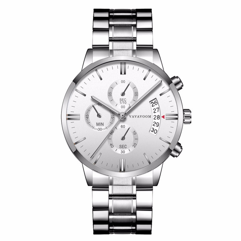VAVA VOOM Fashion Casual Date Display Waterproof Stainless Steel Strap Men Quartz Watch