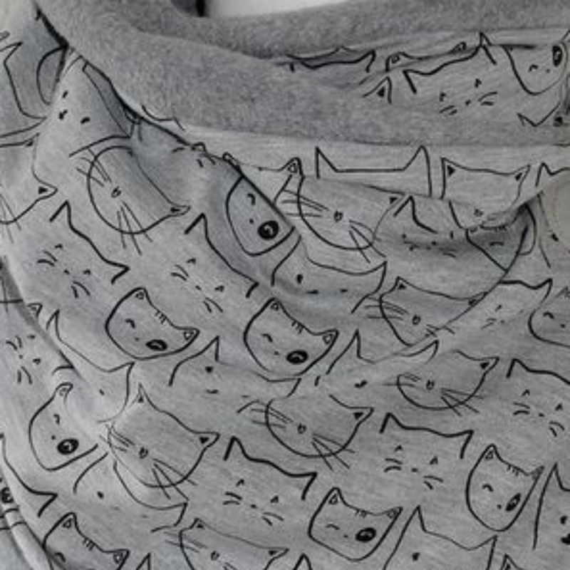 Women Cotton Plus Thick Keep Warm Winter Outdoor Casual Cute Cartoon Cats Pattern Multi-purpose Scarf Shawl