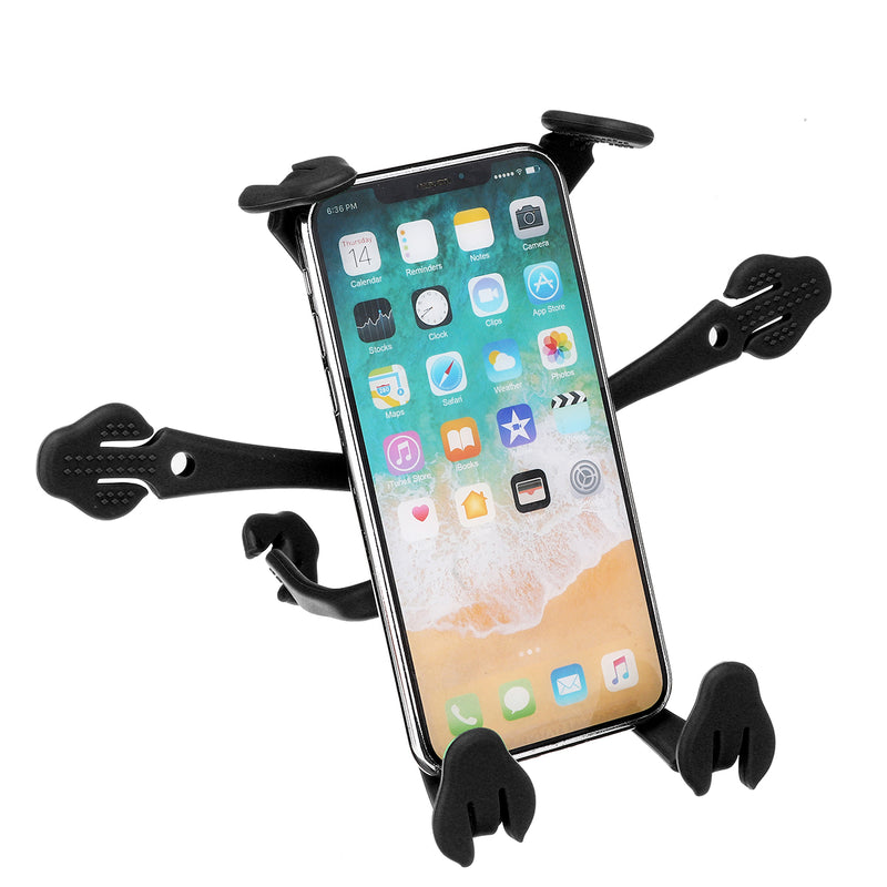 Multifunctional Portable Flexible Silicone Lazy Car Desktop Camera Mobile Phone Holder Stand Bracket with Double Suction Cup for Devices between 5.6 to 8.7cm Width