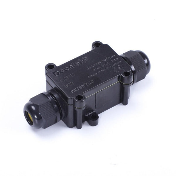 DEENLAI FSH711 Mini 2 Way Black IP68 Waterproof Wire Junction Box 1 In 1 Out Outdoor Wire Box