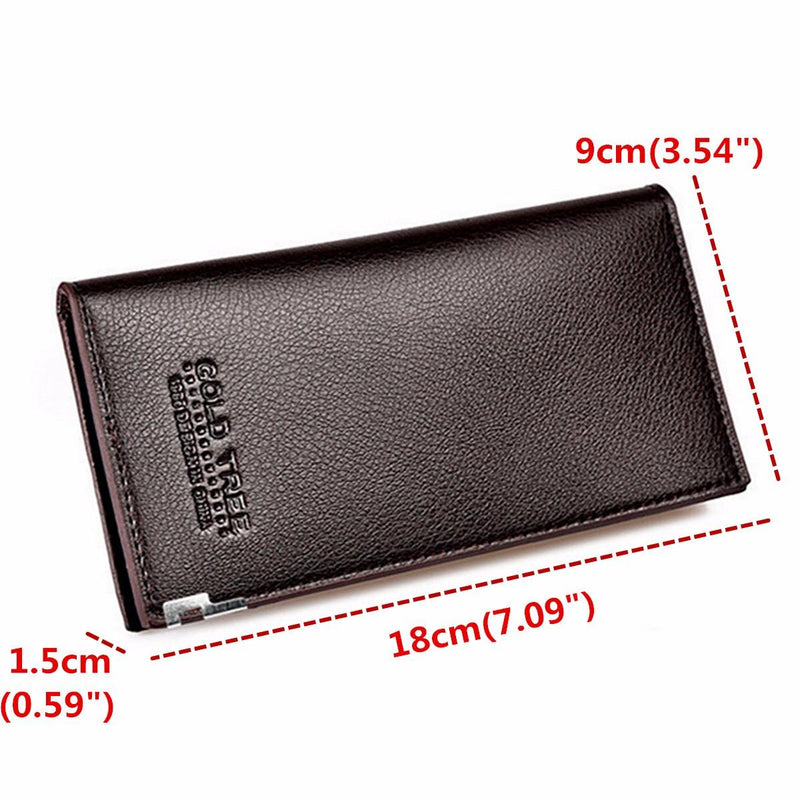Men's Slim Leather Long Wallet Bifold Clutch Credit Card Holder Coin Purse Bag