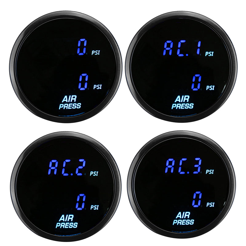 2'' 52mm LED Dual Digital Air Pressure Gauge PSI Air Suspension Meter with Sensors