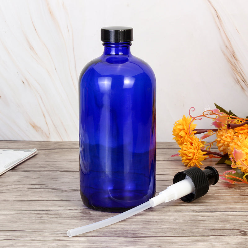 250ml and 500ml Blue Glass Bottles with Pump Caps and Water Sprayers for Essential Oils - 250ml/500ml Bottle With Cap Sprayer Oil Bottle