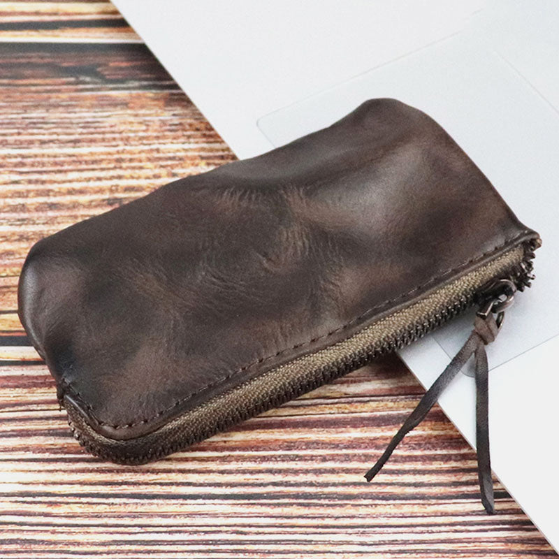 Unisex Made-old Washed Genuine Leather Personality Casual Multi-slot Clutch Purse Card Holder Wallet