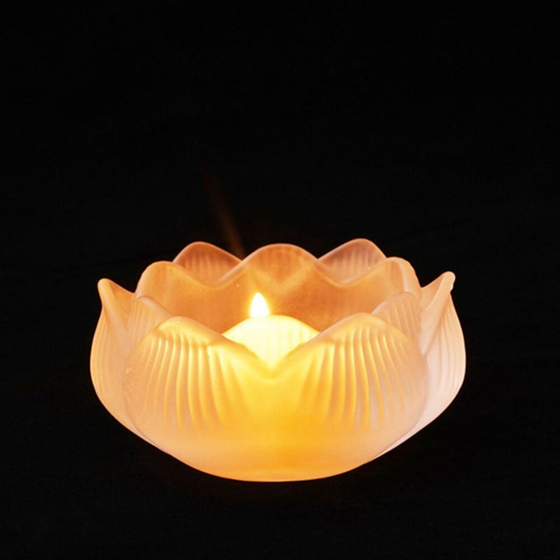 Color Lotus Diwali Glass Candle Holders Buddhism Religious Activities Ornaments Ghee Lamp Holder Candlestick