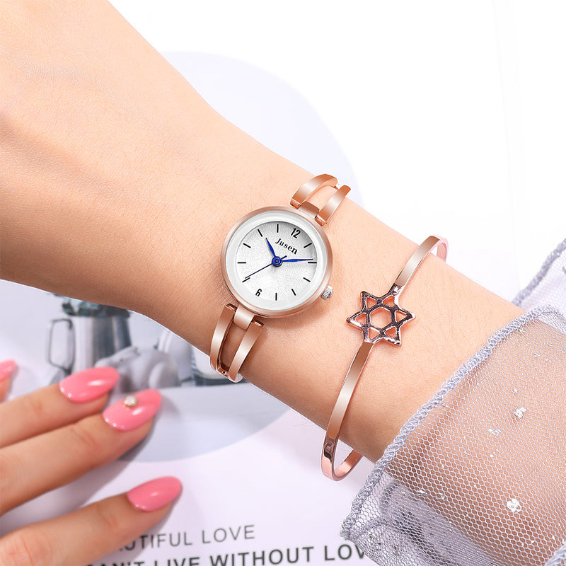 JUSEN JS6222 Hollow Metal Strap Fashion Simple Dial Ladies Dress Women Quartz Watch