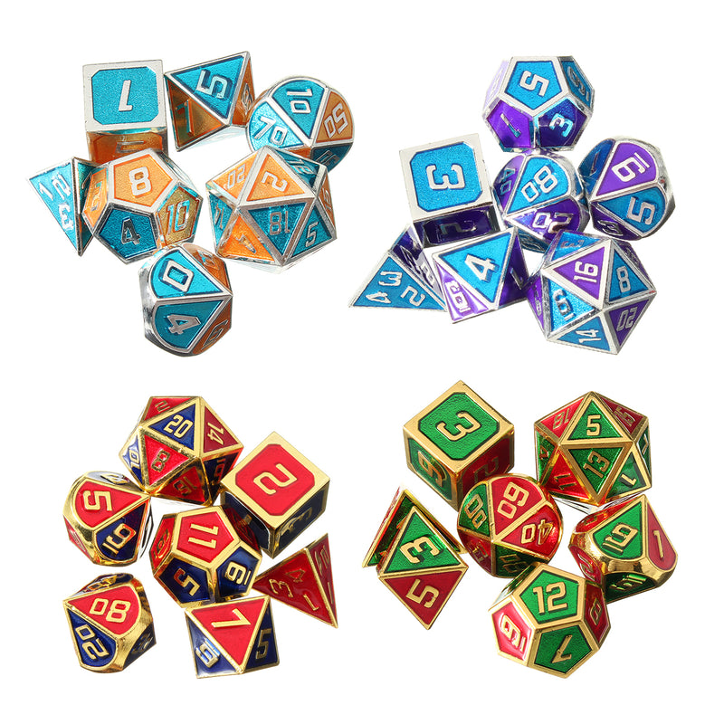 7Pcs Polyhedral Dices Set for Dungeons Dragons D20 D12 D10 D8 D6 D4 Games +Storage Pouches Bag