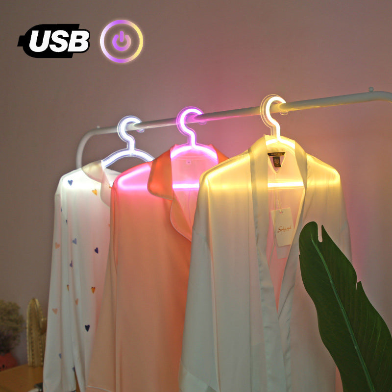 USB LED Neon Clothes Hanger PVC Neon Sign Night Light Colorful For Bedroom Home Wedding Party Decorative Xmas Gift Wardrobe Lamp