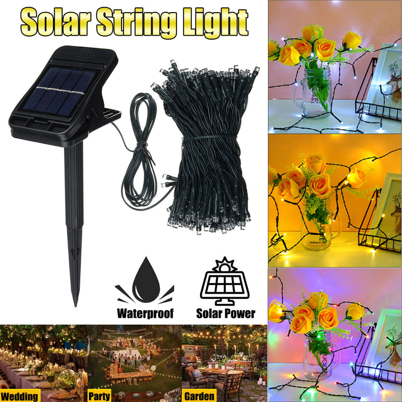 22M 200LED Solar Clip String Light Waterproof Copper Wire Fairy Outdoor Garden Clip Lawn Lamp for Home Yard