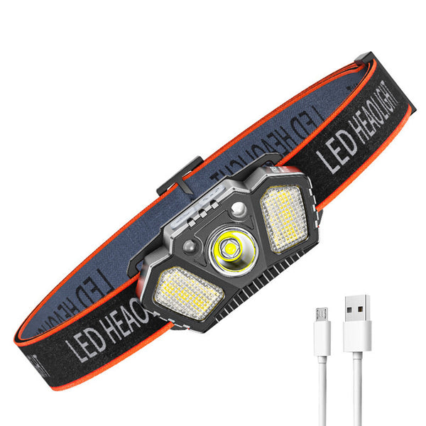 XPE+LED Headlight Smart Induction Camping Head Torch USB Rechargeable Head Lamp Waterproof 90 Rotation Headlamp