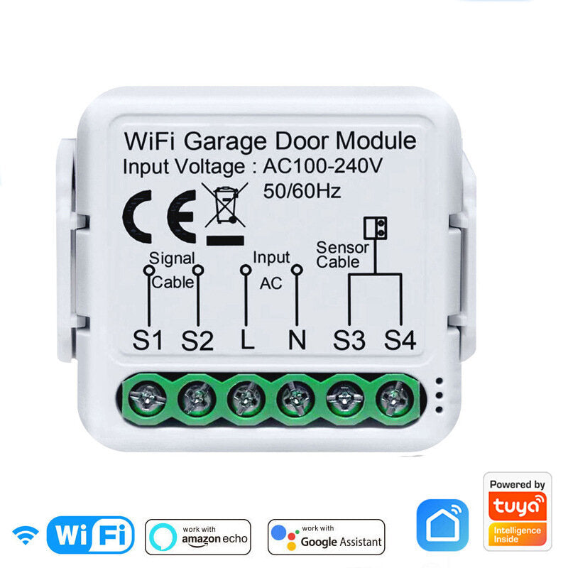 Tuya Smart WiFi Garage Door Sensors Opener Controller 100V-240V Voice Remote Control Switch support Alexa Google Home Smart Life