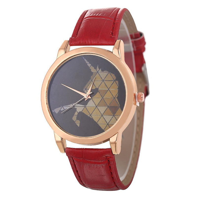 DEFFRUN Fashion Childlike Watch Leather Band Unicorn Pattern Casual Men Quartz Watch