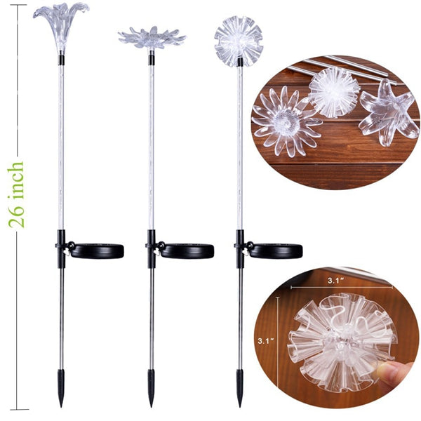 Solar Multi-Color Changing LED  Flower Stake Light  Transparent Lampshade  Luminous Pole