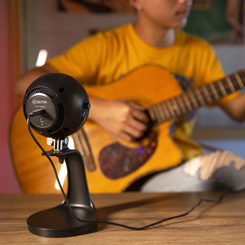 BOYA BY-PM300 Professional Desktop USB Microphone with Gain Control Type-C/3.5mm Output for PC Computer for Recording Live Streaming Gaming