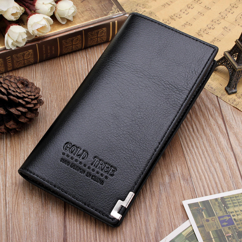 Men's Slim Leather Long Wallet Bifold Clutch Credit Card Holder Coin Purse Bag
