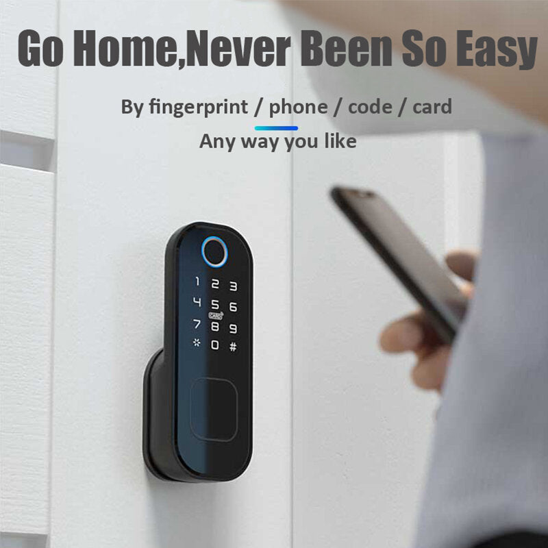 R5 Tuya Smart WiFi Lock Fingerprint APP Password IC Card Key Unlock Electronic Door Lock for Home Safety
