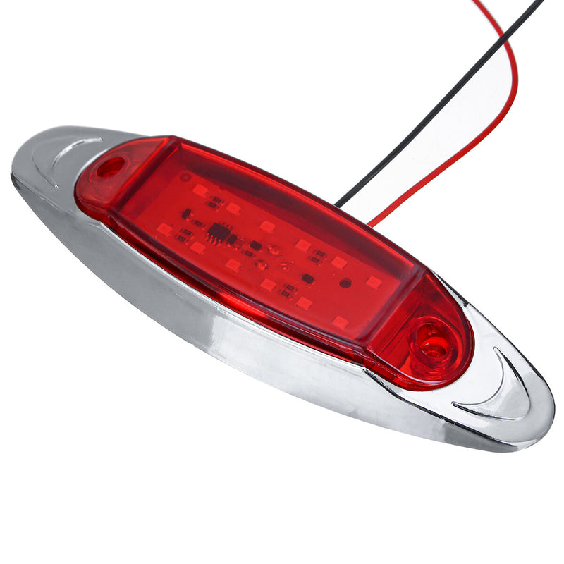 2Pcs Red 24V LED Side Marker Light Flash Strobe Emergency Warning Lamp For Boat Car Truck Trailer