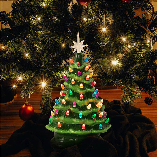 Decoration Christmas Tree With Light Bulbs Vintage Retro Light Up Ceramic