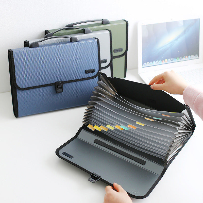 Deli 5556 1 Pcs A4 Organ Bag Multi Tier Expanding Buckled File Folder Student Business Work Office Document Conference Pack