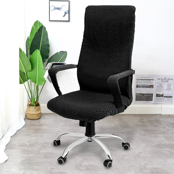 CAVEEN Elastic Office Chair Cover Universal Fabric Computer Rotating Chair Zipper Protector Stretch Armchair Seat Slipcover Home Office Furniture Decoration